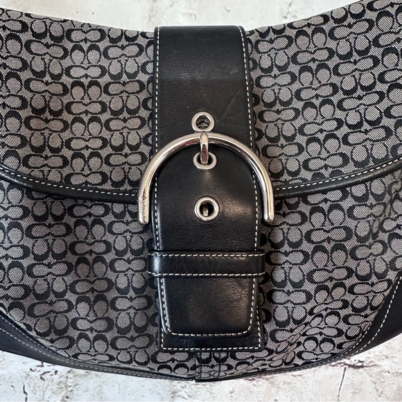 Coach Black and Gray Y2K Vintage Signature Small SoHo Bag - Picture 2 of 5